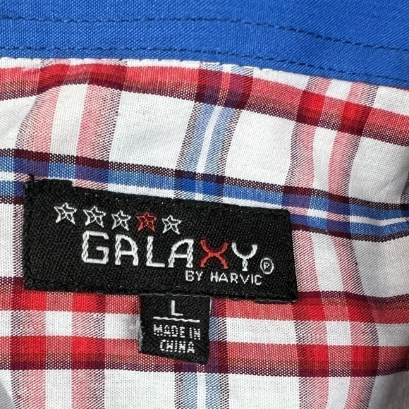 NWT Mens Galaxy by Harvic L Button Down Dress Shirt $58 Red White Blue Patriotic - Picture 6 of 8